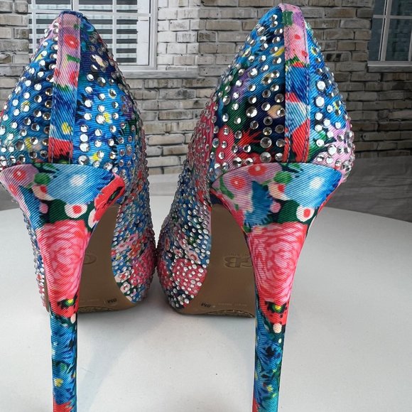 Gianni Bini Floral Rhinestone Stiletto Heels Platform Pumps - Picture 5 of 9
